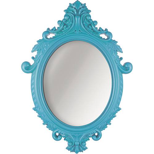 Espelho Oval Rococó 4470 72x52cm Moldura Sintética Turquesa - Mart