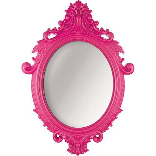 Espelho Oval Rococó 4471 72x52cm Moldura Sintética Rosa - Mart