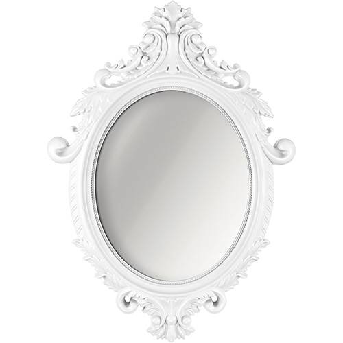 Espelho Oval Rococó 5031 54x40cm Moldura Sintética Branco - Mart