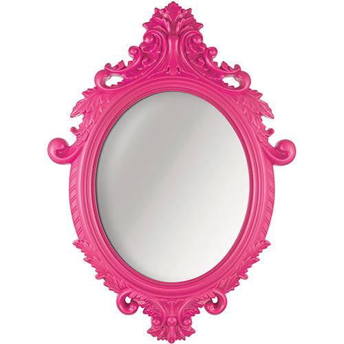 Espelho Oval Rococó 5034 54x40cm Moldura Sintética Rosa - Mart