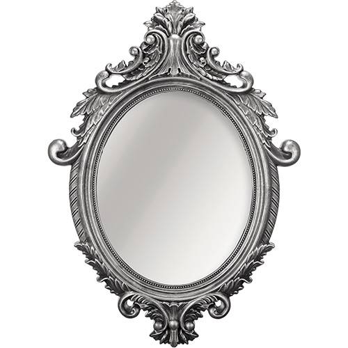 Espelho Oval Rococó 5027 72x52cm Moldura Sintética Prata - Mart