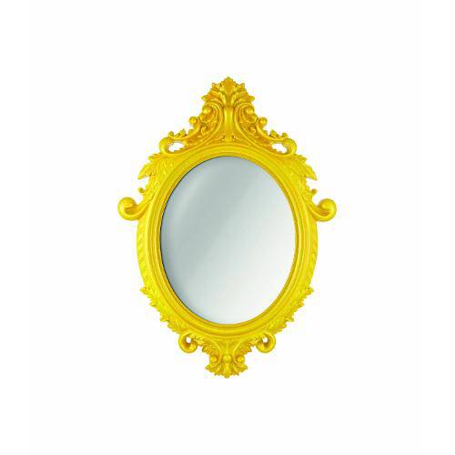 Espelho Oval Rococó 54,5cm Amarelo Mart 5033