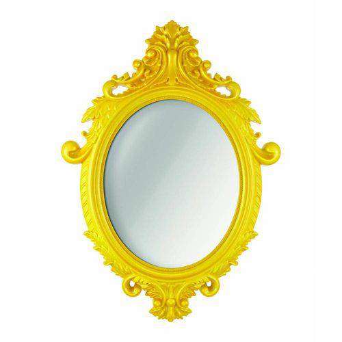 Espelho Oval Rococó 72,5cm Amarelo Mart 4473