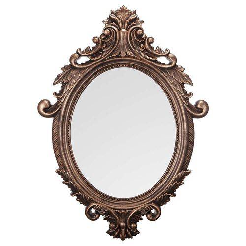 Espelho Oval Rococó Grande com Moldura Cobre - 72,5x52,5 C