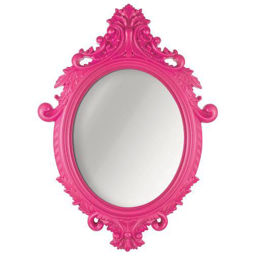 Espelho Oval Rococó Rosa