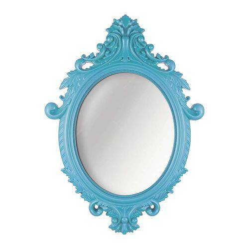 Espelho Oval Rococo Turquesa em Polipropileno - 72x52 Cm