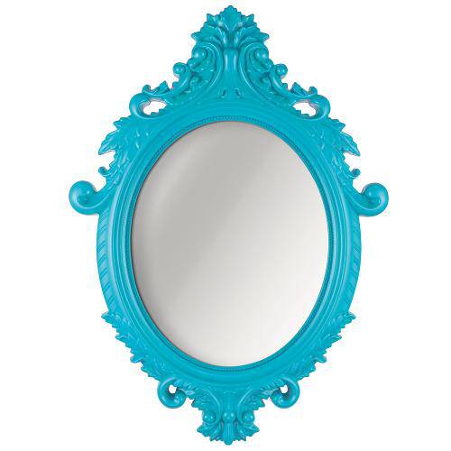 Espelho Oval Rococó Turquesa