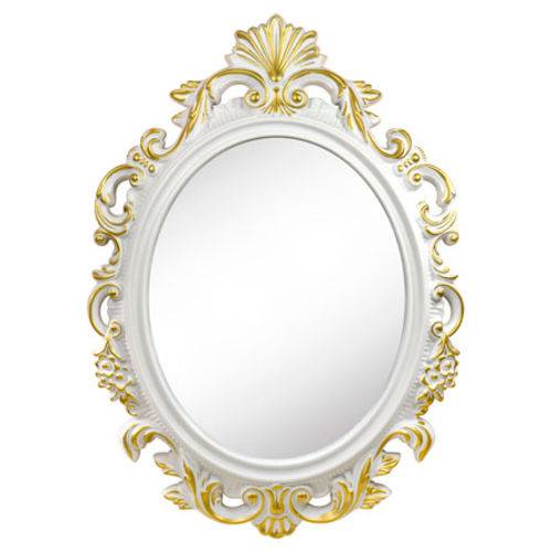 Espelho Provençal Branco e Dourado 72x53 Cm