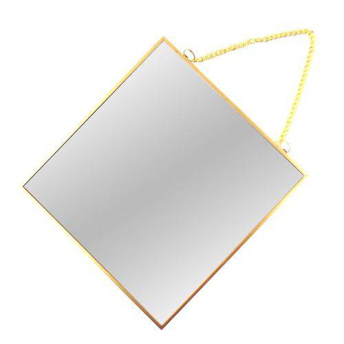 Espelho Quadrado Decorativo 17cm Dourado