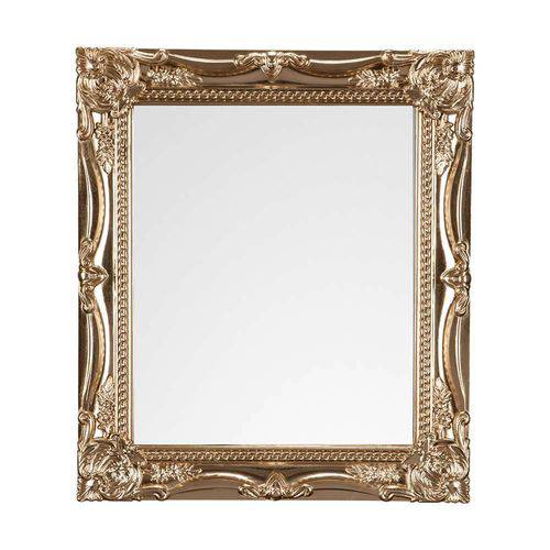 Espelho Quadrado Pequeno Moldura Trabalhada Cobre -33x28,5c