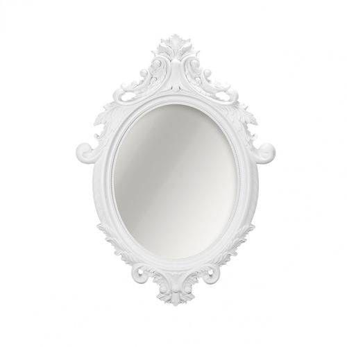 Espelho Redondo de Parede Provençal Rococo Mart Collection 72,5cmx52,5cm Branco
