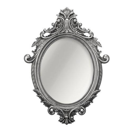 Espelho Redondo de Parede Provençal Rococo Mart Collection 72,5cmx52,5cm Prata