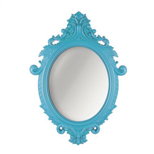 Espelho Redondo de Parede Provençal Rococo Mart Collection 72,5cmx52,5cm Turquesa