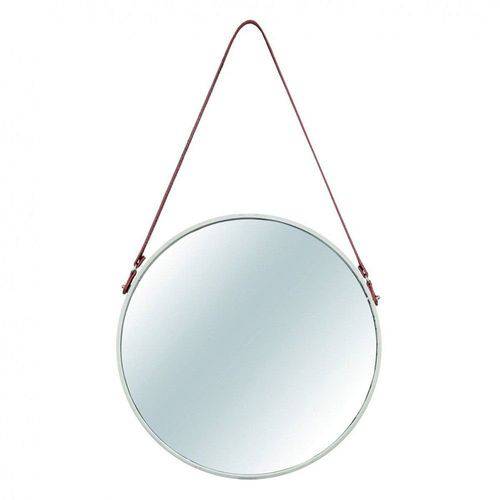 Espelho Redondo Decorativo Luxo Metal Off White 45cm 7974