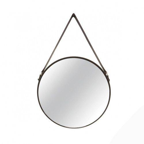 Espelho Redondo Decorativo Luxo Metal Preto 40cm 7293