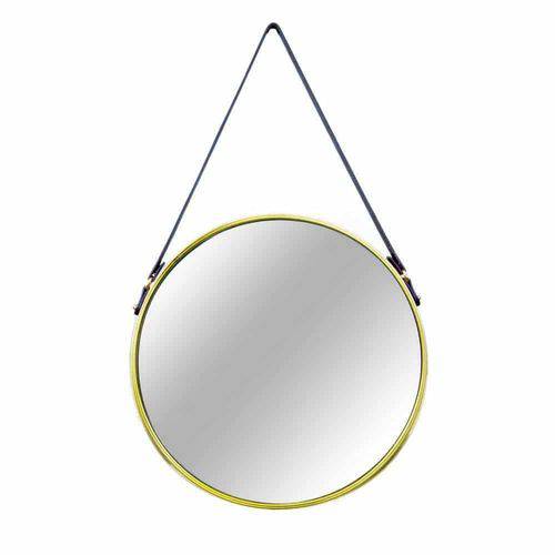 Espelho Redondo Decorativo Metal Dourado 75,5 Cm X 45,5 Cm