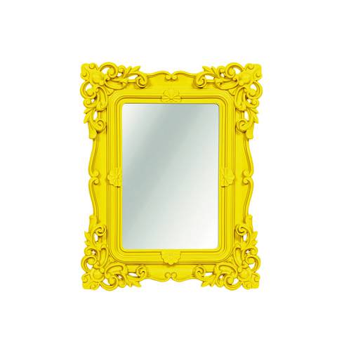 Espelho Retangular Arabesco Amarelo 32x26cm