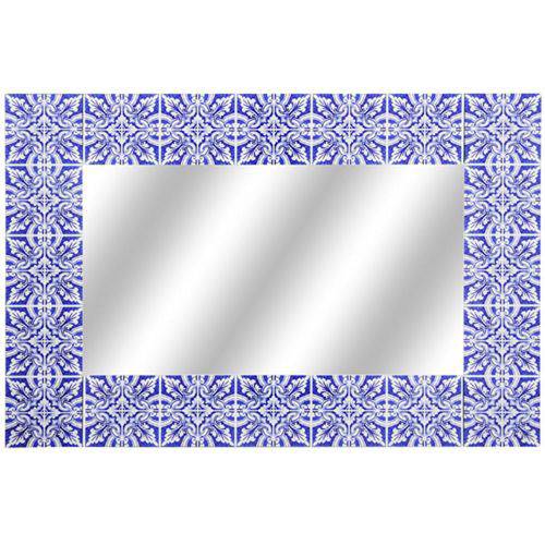 Espelho Retangular com Acabamento em Vidro Azul