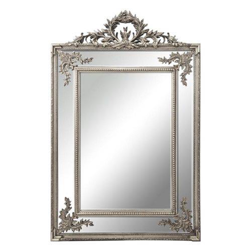 Espelho Retangular Decorativo Prata em Resina
