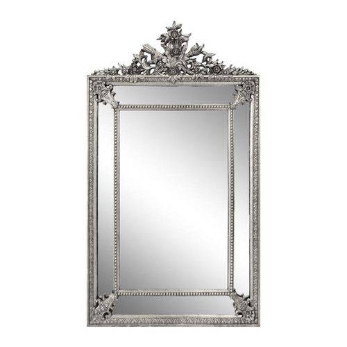 Espelho Retangularcom Moldura Prata Decorativo Grande