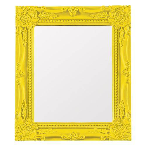 Espelho Retrô Amarelo com Moldura Detalhada - 33,5x28,5 Cm