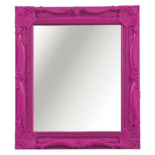 Espelho Retrô Rosa Grande com Moldura Detalhada - 39x34 Cm