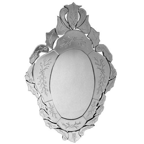 Espelho Veneziano Clássico Luiz XV com Peças Bisotadas