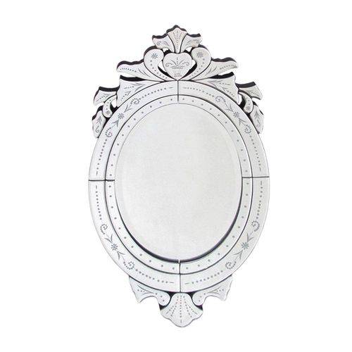 Espelho Veneziano Oval 70cm - Moldura em Vidro Trabalhado