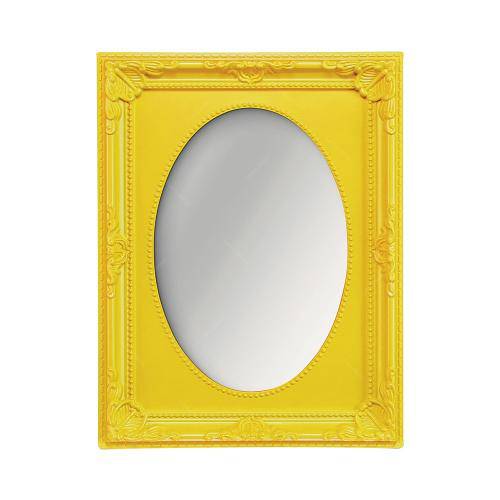 Espelho Vitalle Oval com Moldura Retangular Amarelo - 19x14,5 Cm
