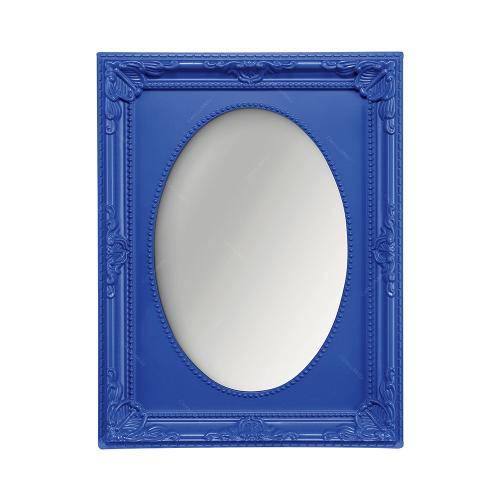 Espelho Vitalle Oval com Moldura Retangular Azul - 19x14,5 Cm