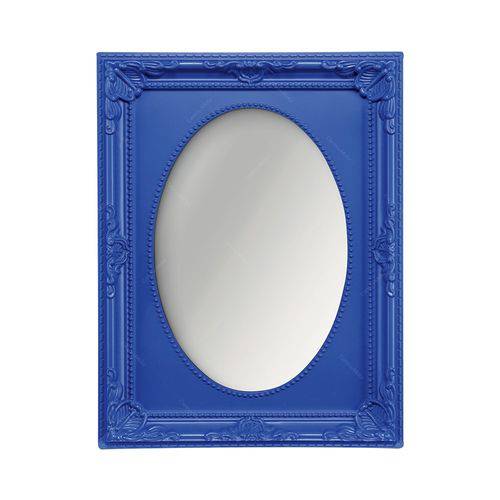 Espelho Vitalle Oval com Moldura Retangular Azul - 19x14 Cm