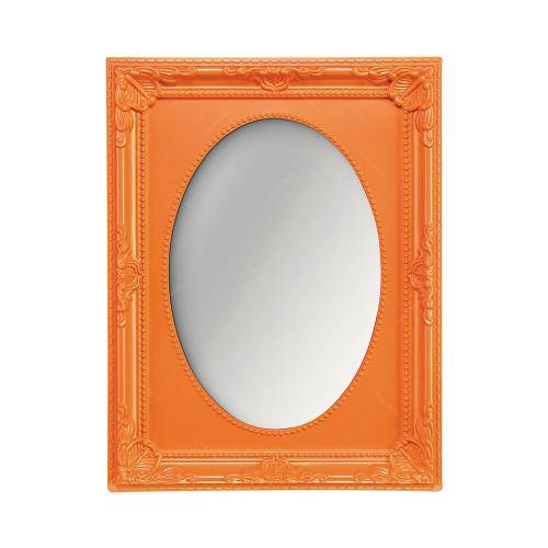 Espelho Vitalle Oval com Moldura Retangular Laranja - 19x14,5 Cm