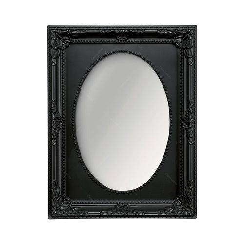 Espelho Vitalle Oval com Moldura Retangular Preto - 28x23 C