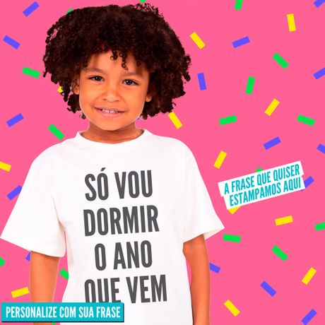 Estampe Sua Frase Fonte Grossa - Camiseta Clássica Infantil