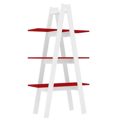 Estante Escada Menor Rt 3047 Branco/Vermelho - Móvel Bento