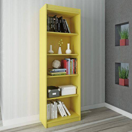 Estante para Livros 4 Prateleiras Sapiranga Clássico Atualle Móveis Amarelo Acetinado