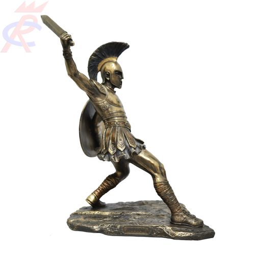 Estátua em Resina Hector com Espada e Escudo 28 Cm