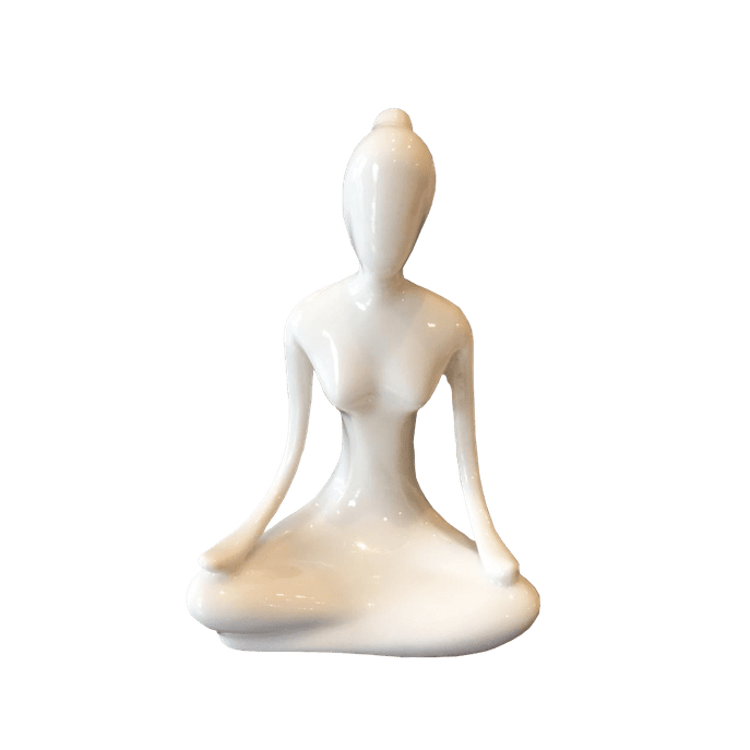 Estátua Yoga Flor de Lótus Branca Branco