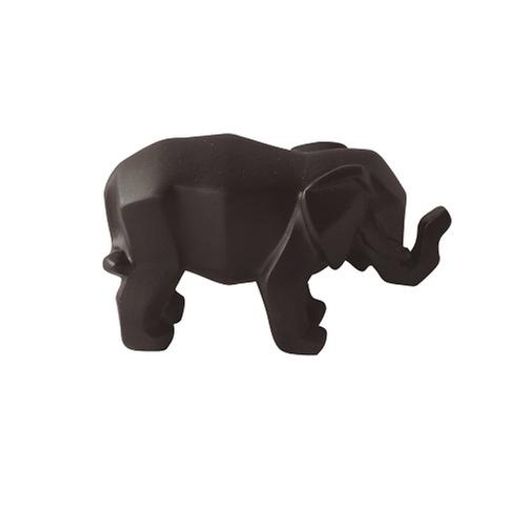 Estatueta Elefante Preto Fosco G 17x8x12cm Sts100 Dayhome