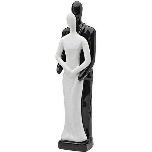 Estatueta Figurino de Casal Cerâmica Preta/Branca 30cm - Prestige