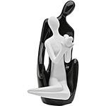 Estatueta Figurino de Casal Sentados Cerâmica Preta/Branca 23,5cm - Prestige