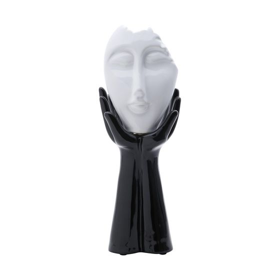 Estatueta Figurino de Mascara 31cm Black e White de Ceramica