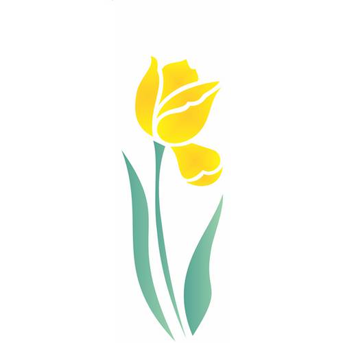 Estêncil para Pintura Simples 10x30 Flor Tulipa I OPA1870 - Opa