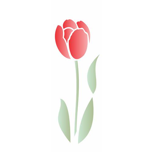 Estêncil para Pintura Simples 10x30 Flor Tulipa II OPA1871 - Opa