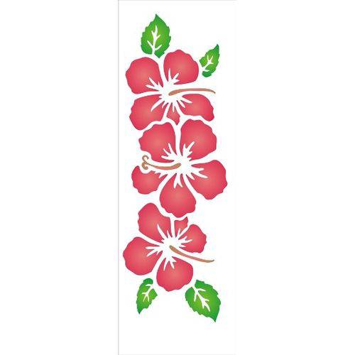 Estêncil para Pintura Simples 10x30 Flores Hibisco Ii Opa968 - Opa