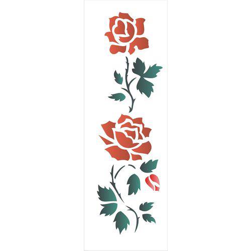 Estêncil para Pintura Simples 10x30 Flores Rosas II OPA1036 - Opa
