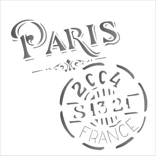 Estêncil para Pintura Simples 14x14 Selo Paris - Opa1742 - Opa