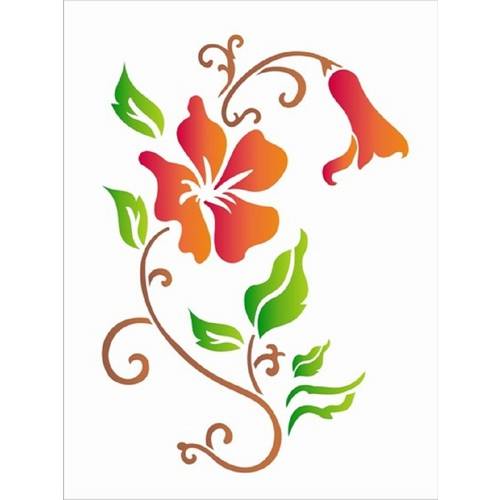 Estêncil para Pintura Simples 15x20 Flores Hibisco Iii Opa1218 - Opa