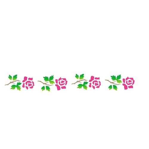 Estêncil para Pintura Simples 4x30 Flores Rosas - Opa1881 - Opa