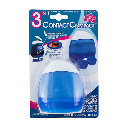 Estojo ContactCompact 3 em 1 Evriholder para Lentes de Contato com Estojo para Lentes, Espelho e Reservatório para Solução
